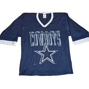 Vintage 90s NFL Dallas Cowboys Shirt Raglan Sleeve Football Made In USA Large
